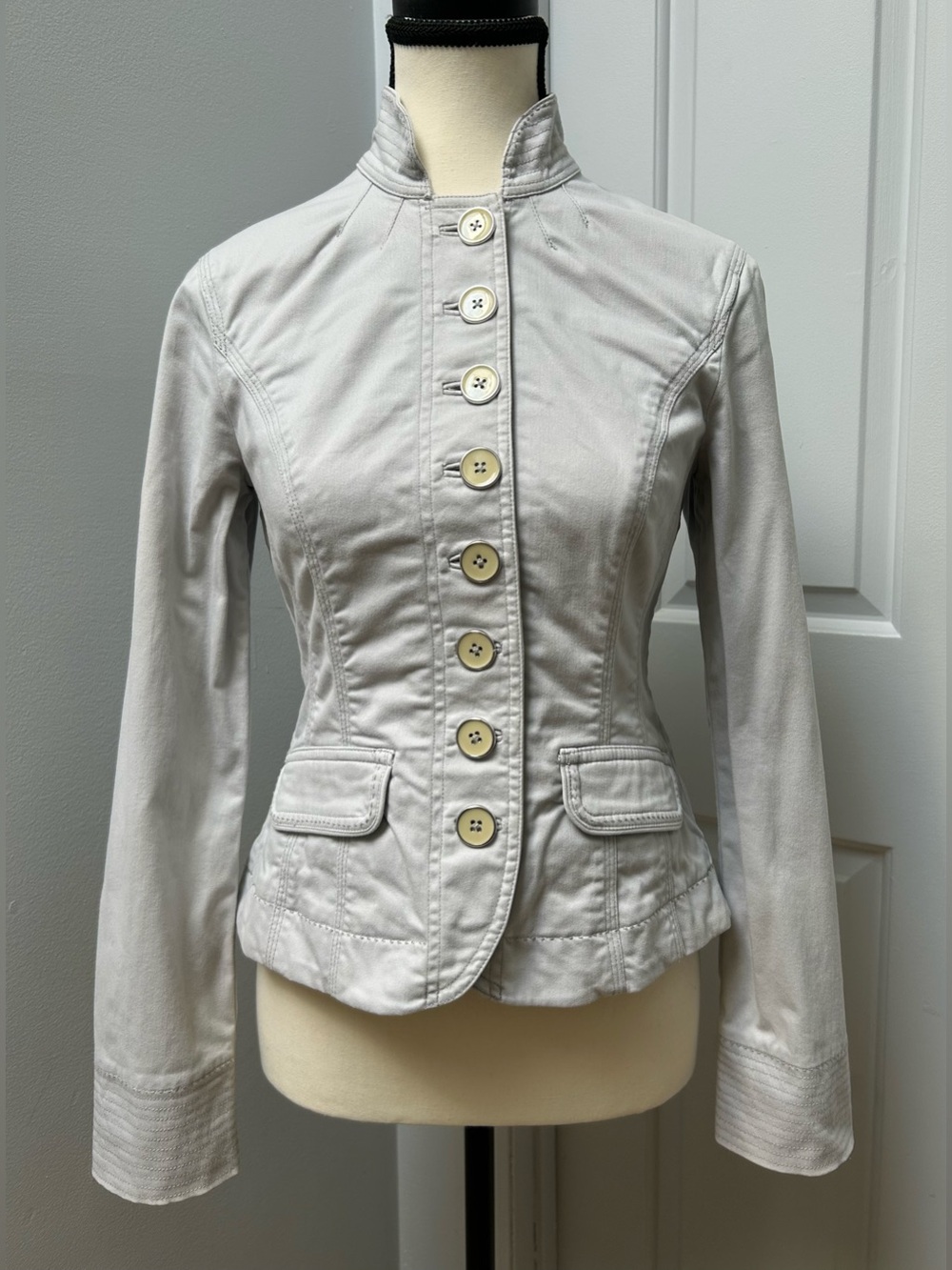 WHBM Gray Military Style Blazer Jacket Sz 0